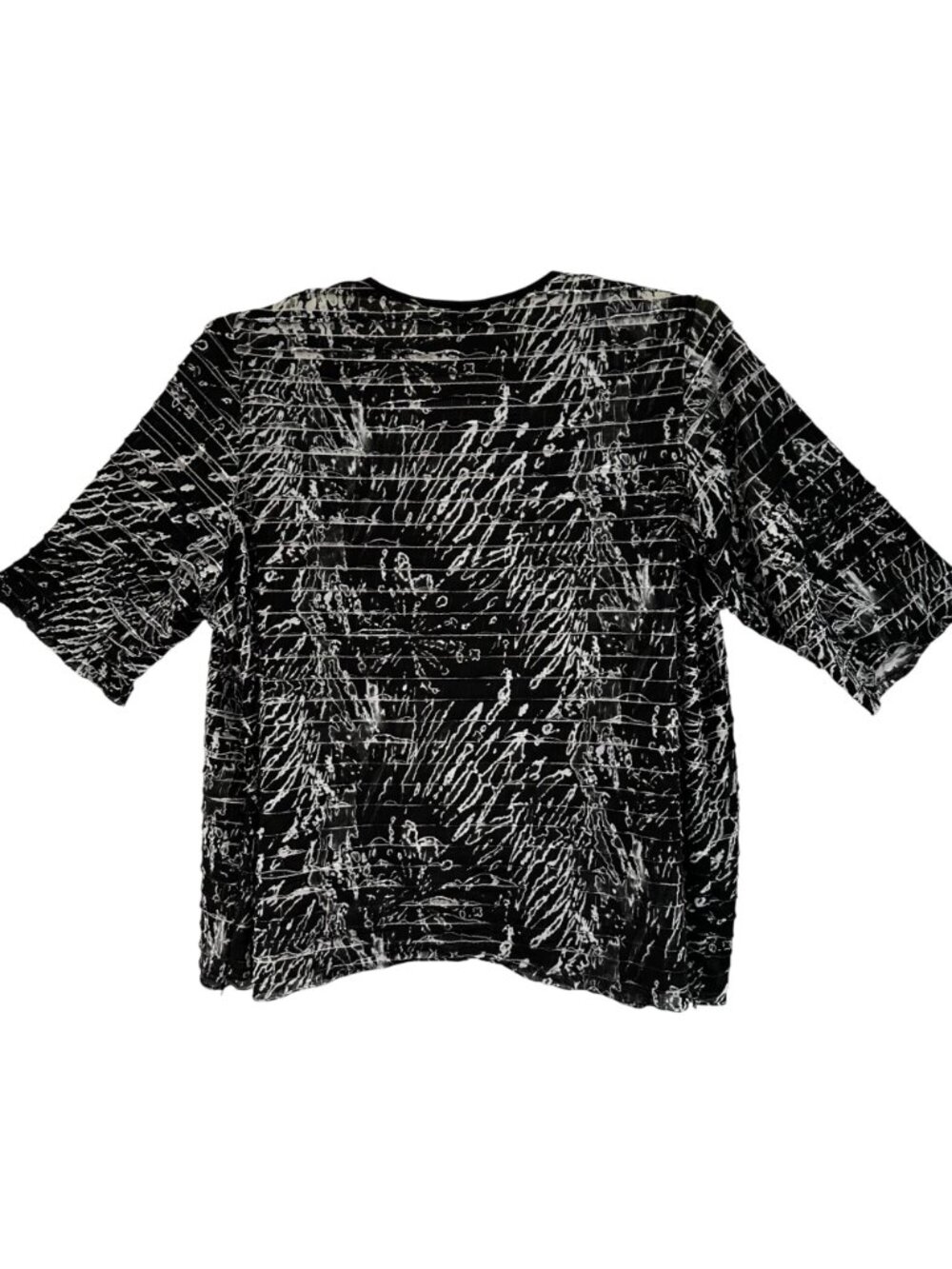 Maggie Barnes Womens Ruffled Whimsy Vacation Black White Liquid Knit Cardigan 3X - Picture 3 of 12